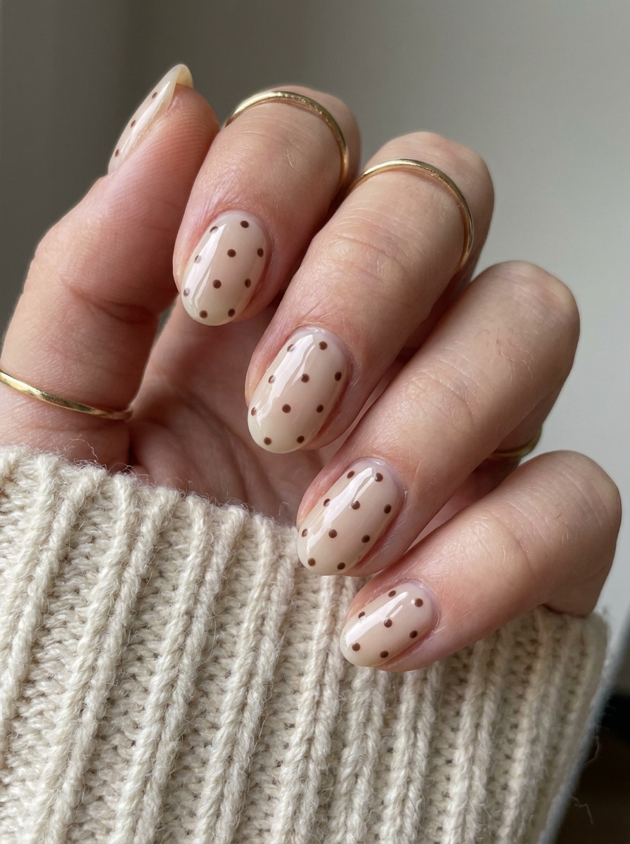 Brown Polka Dot Nails als Cute Fall Nails Inspiration 2026
